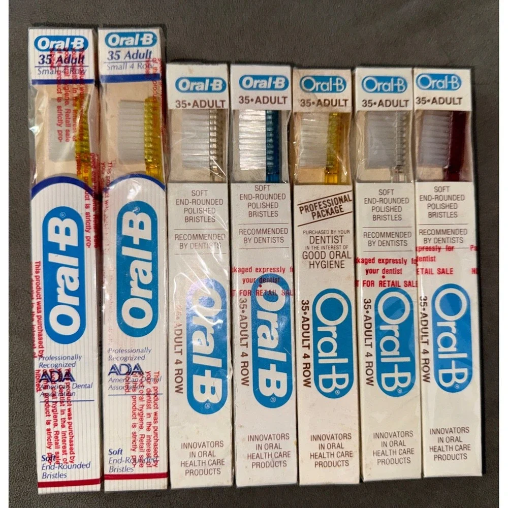 Oral-B Soft Brush - 35 Adult Small 4 ROW‎ Toothbrush Lot of 7 Soft End-Rounded